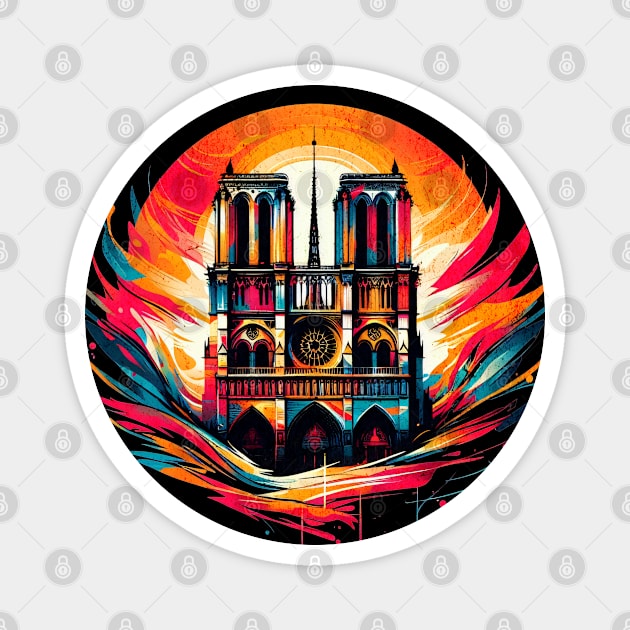 Vibrant Notre Dame Design Magnet by Miami Neon Designs